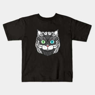 Gray Cat Face Drawing Kids T-Shirt